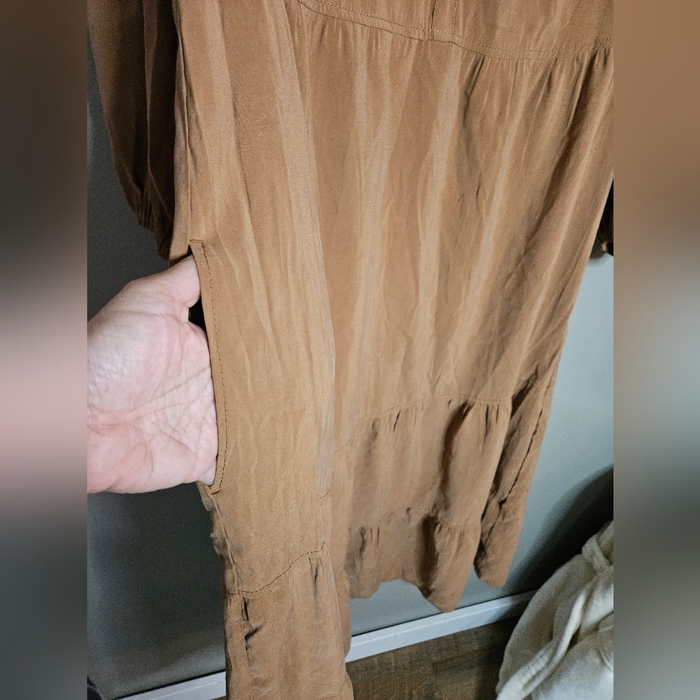 Max Studio Burnt Orange Tiered Midi Shirt Dress - Picture 8 of 8